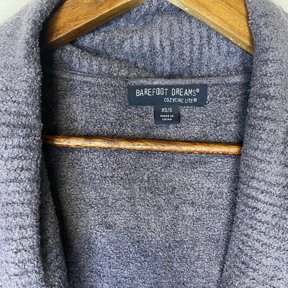 Barefoot Dreams Sweater Cardigan Womens XS Small Cozy Chic Lite Blue Gray Pocket - Picture 3 of 5